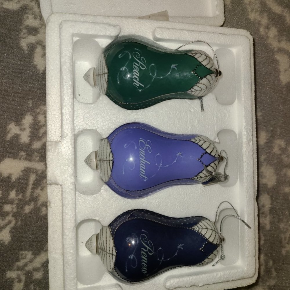 The Bradford Exchange Elegant Green, Purple, and Blue Ornaments